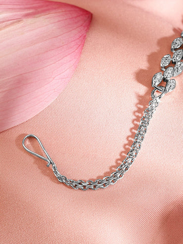 Rubans Rhodium Plated Cubic Zirconia Maang Tikka Head Jewellery