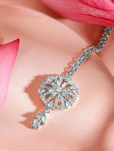 Rubans Rhodium Plated Cubic Zirconia Maang Tikka Head Jewellery