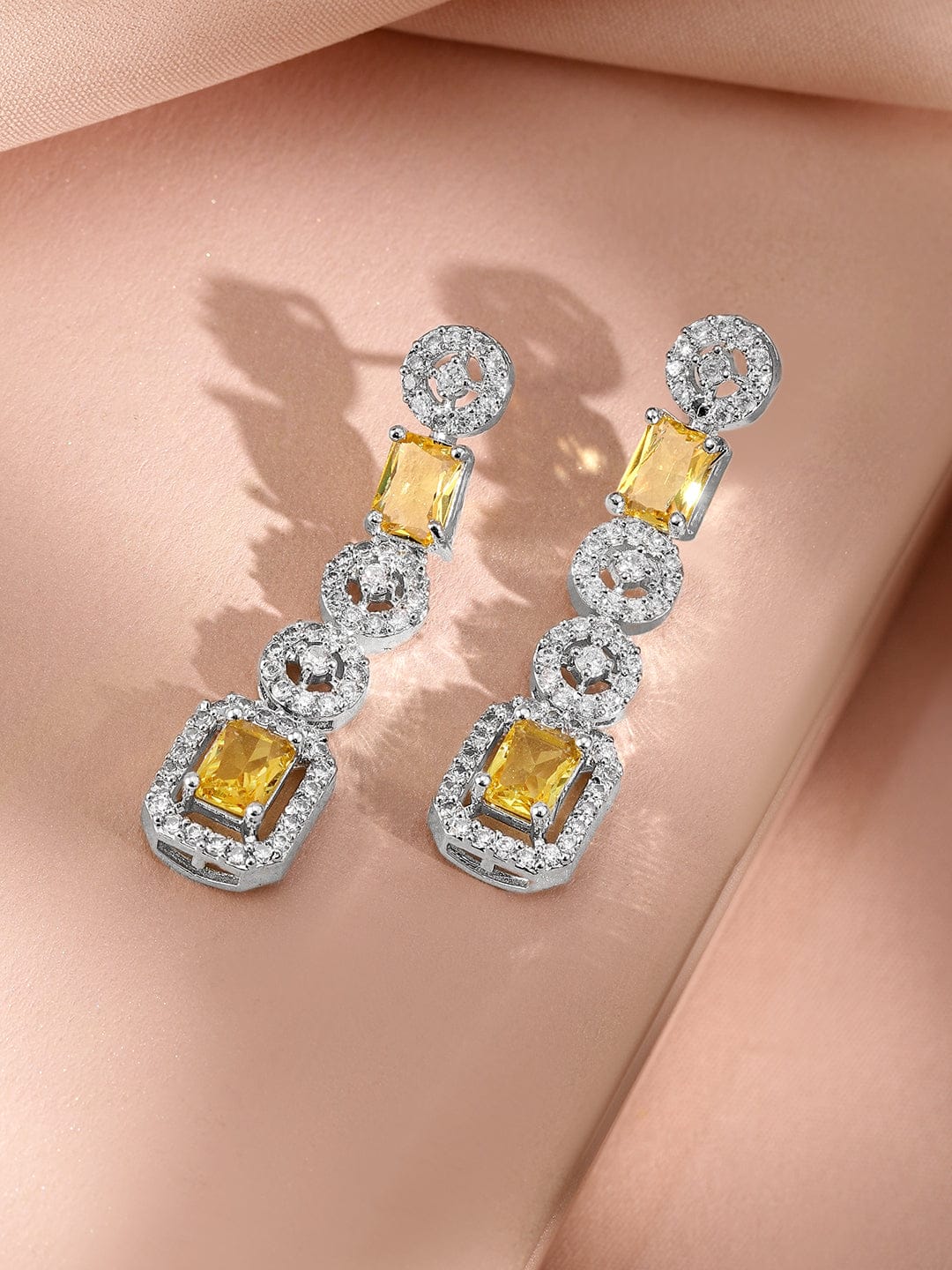 Rubans Rhodium-Plated Cubic Zirconia Stone Studded Jewellery Set Jewellery Set