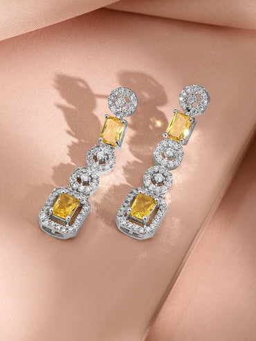 Rubans Rhodium-Plated Cubic Zirconia Stone Studded Jewellery Set Jewellery Set