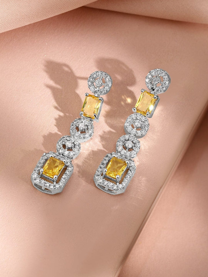 Rubans Rhodium-Plated Cubic Zirconia Stone Studded Jewellery Set Jewellery Set