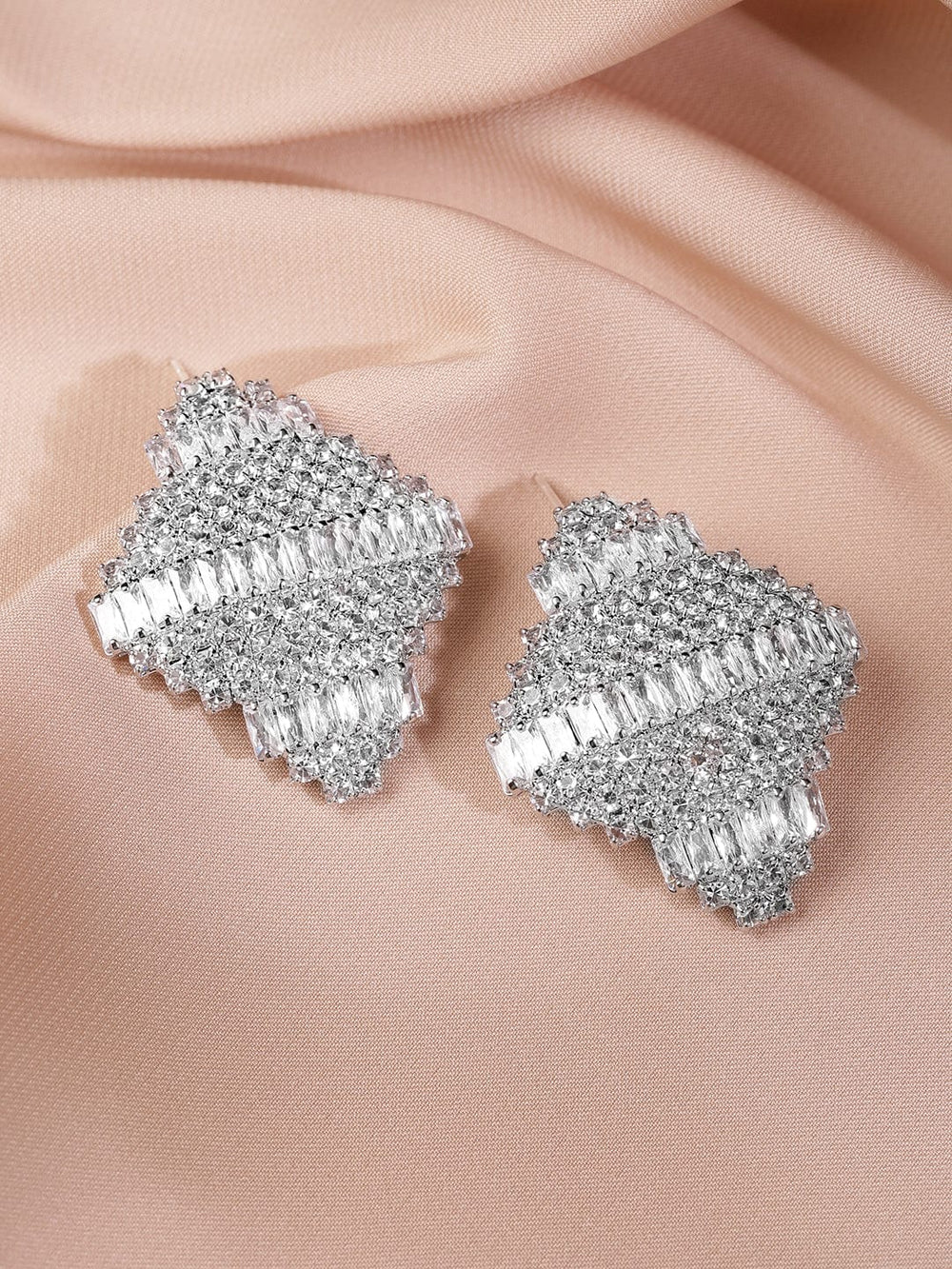 Rubans Rhodium-Plated Cubic Zirconia Stud Earrings Stud Earrings