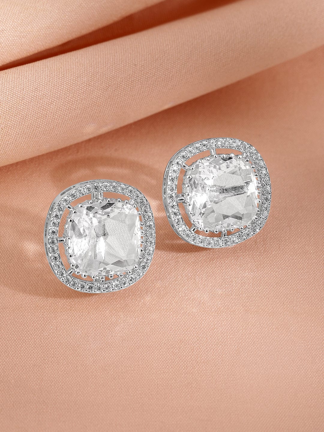 Rubans Rhodium-Plated Cubic Zirconia-Studded Choker Jewellery Set Jewellery Set