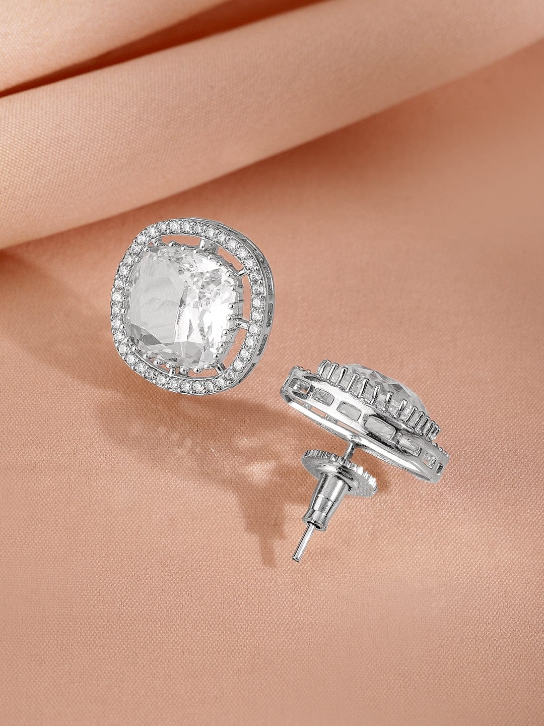 Rubans Rhodium-Plated Cubic Zirconia-Studded Choker Jewellery Set Jewellery Set