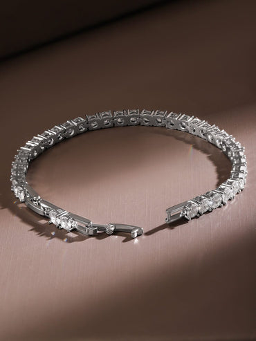 Rubans Rhodium-Plated Cubic Zirconia Studded Classic Tennis Bracelet Wristwear