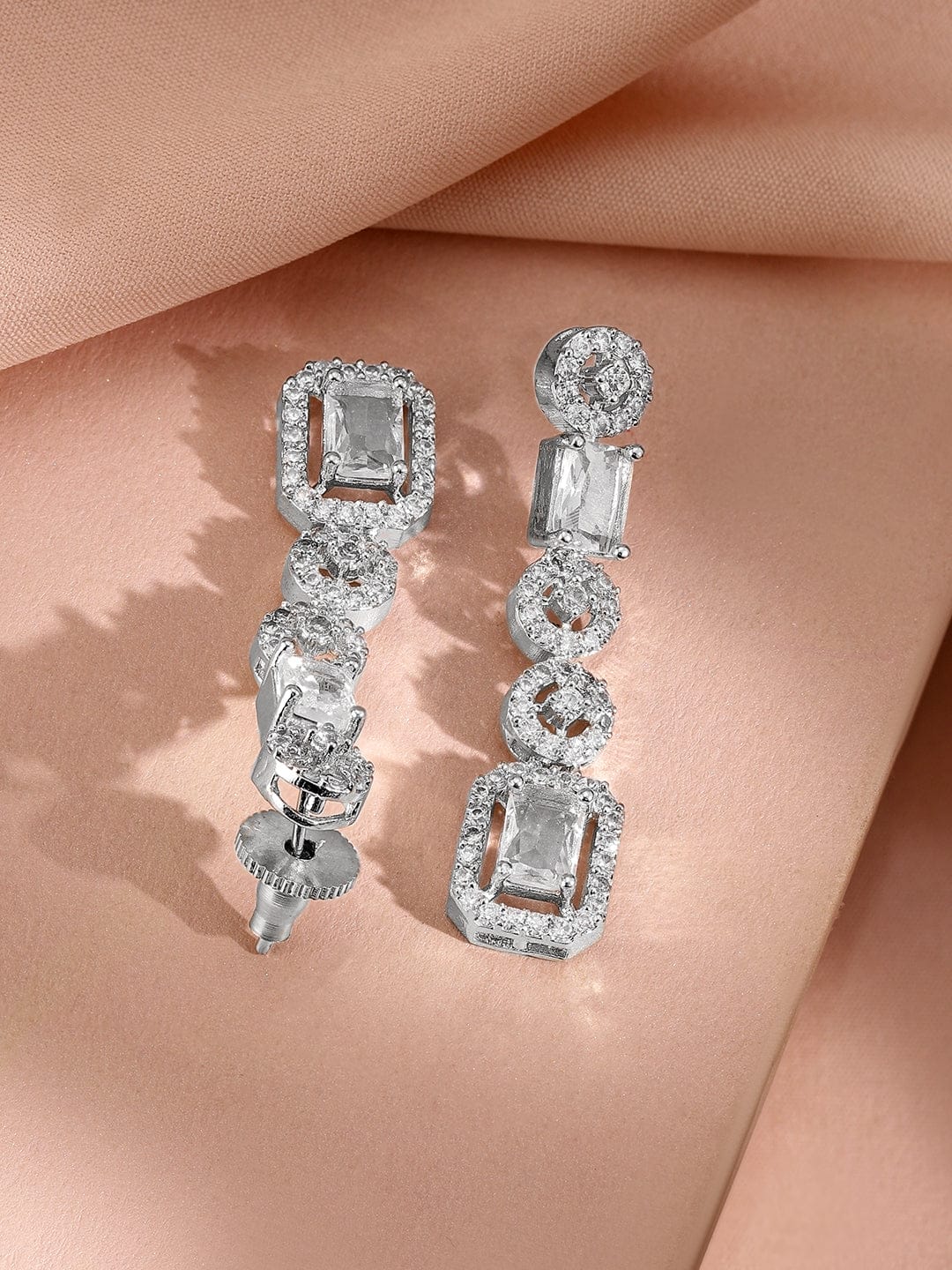 Rubans Rhodium Plated Cubic Zirconia Studded Jewellery Set Jewellery Set