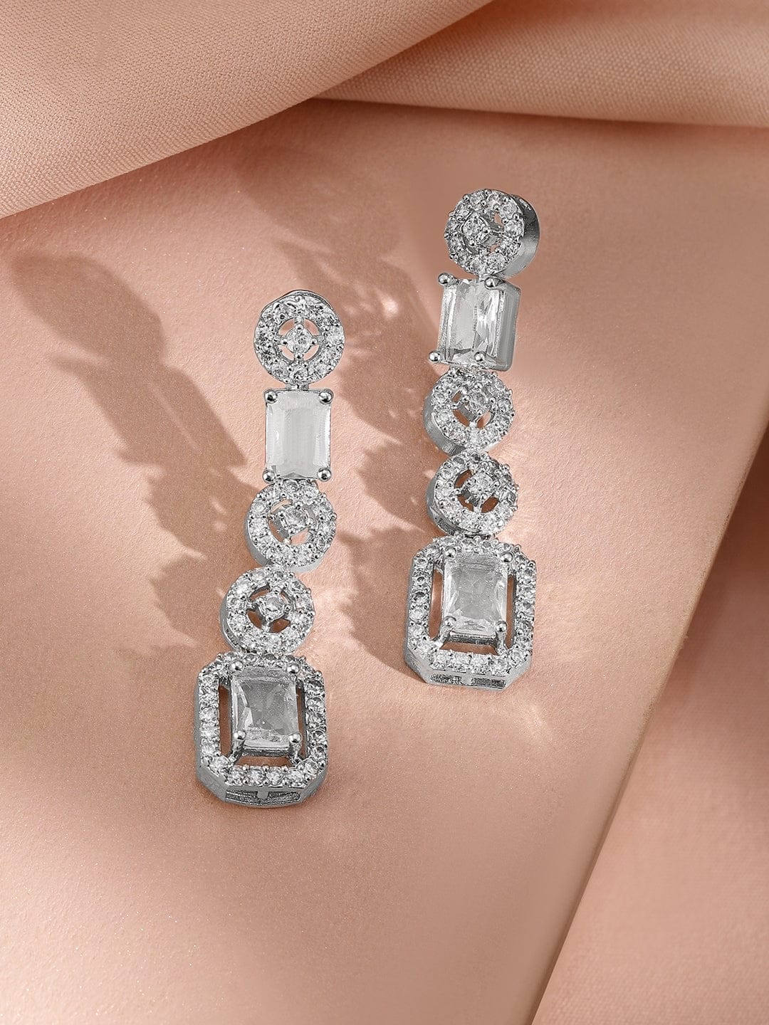 Rubans Rhodium Plated Cubic Zirconia Studded Jewellery Set Jewellery Set