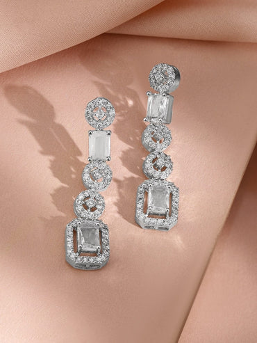 Rubans Rhodium Plated Cubic Zirconia Studded Jewellery Set Jewellery Set