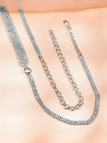 Rubans Rhodium-Plated Cubic Zirconia Studded Kamarbandh with White Pearls â€“ Wedding & Festive Wear Saree Accessories