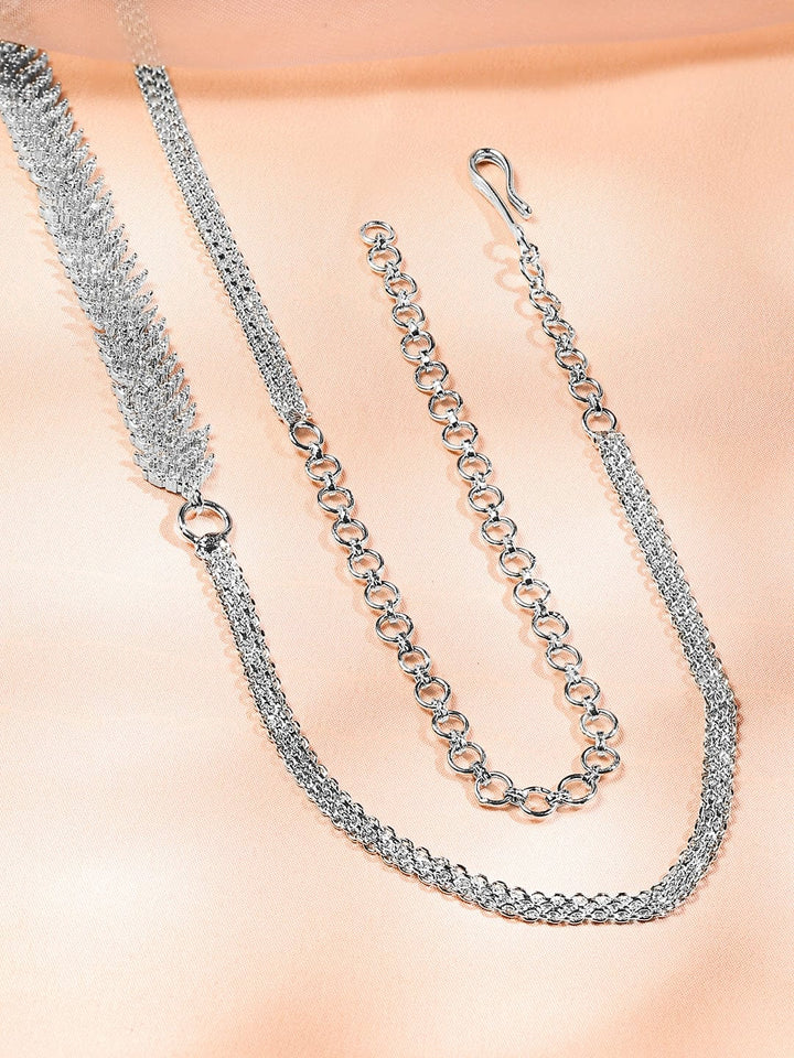 Rubans Rhodium-Plated Cubic Zirconia Studded Kamarbandh with White Pearls â€“ Wedding & Festive Wear Saree Accessories