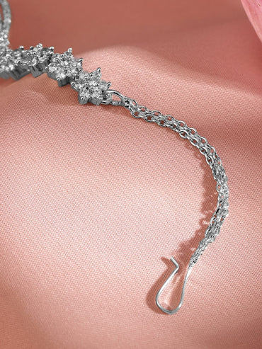 Rubans Rhodium Plated Cubic Zirconia Studded Maang Tikka Head Jewellery