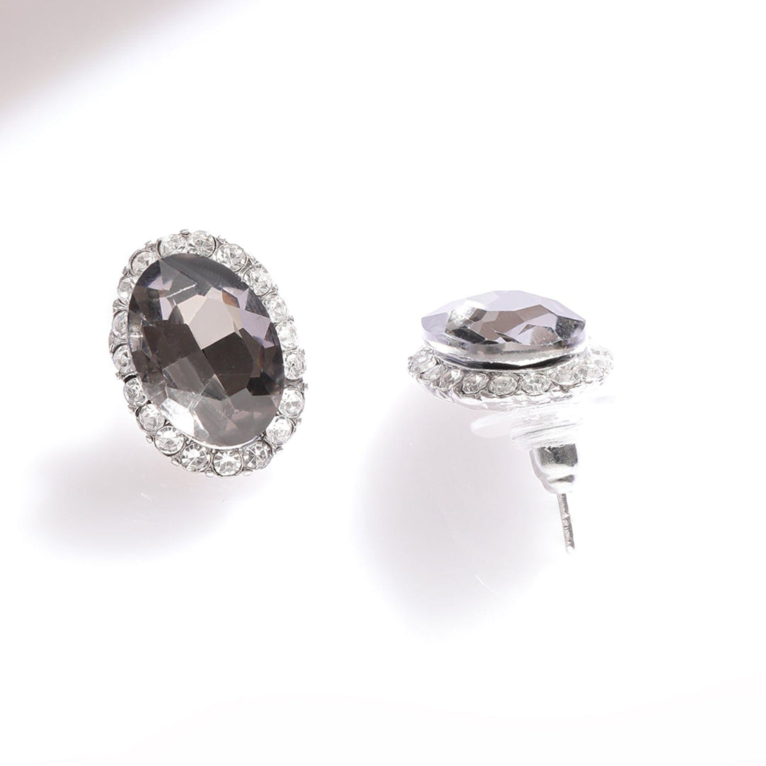 Rubans Rhodium-Plated Cubic Zirconia Studded Necklace Set with Multi-Color Gemstones Jewellery Set