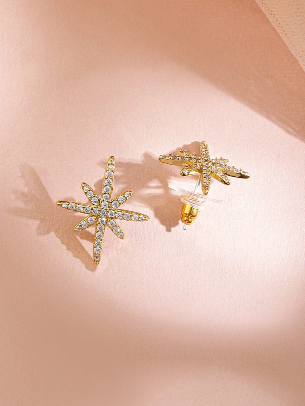 Rubans Rhodium-Plated Cubic Zirconia Studded V-Shaped Pendant Necklace Set Jewellery Set