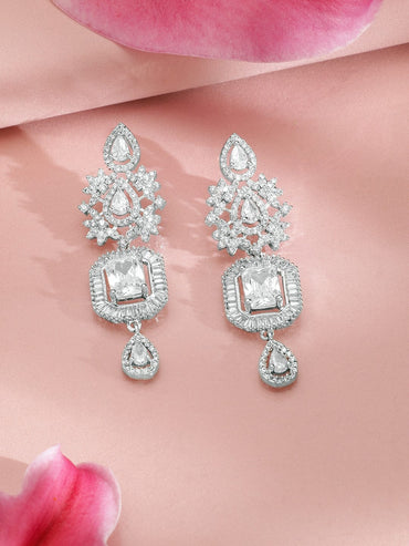 Rubans Rhodium-Plated CZ Studded Jewellery Set Jewellery Set