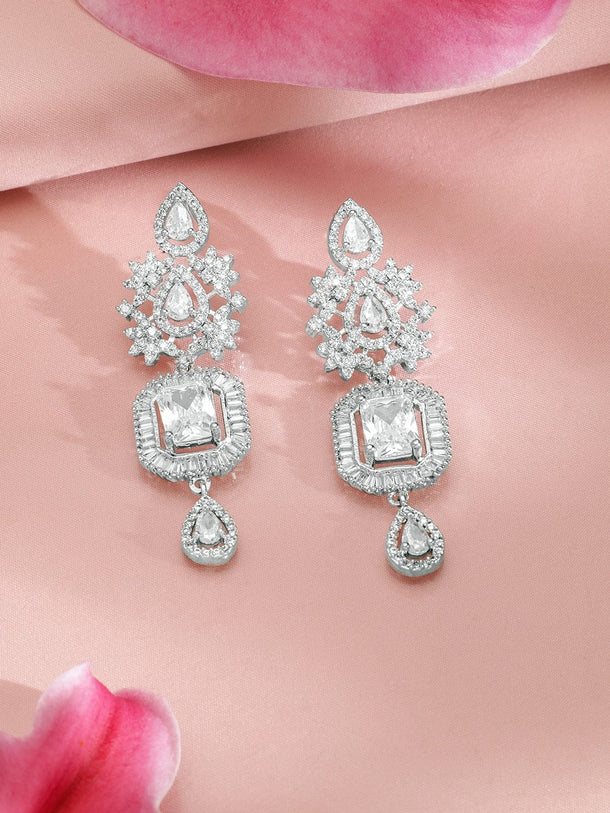 Rubans Rhodium-Plated CZ Studded Jewellery Set Jewellery Set