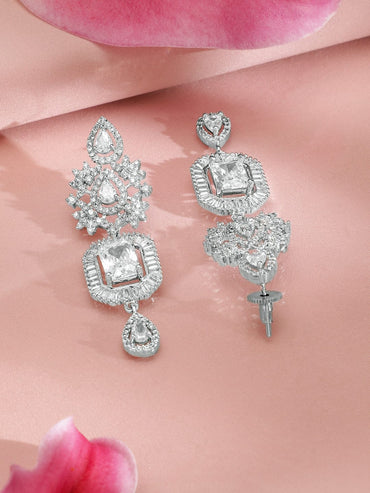 Rubans Rhodium-Plated CZ Studded Jewellery Set Jewellery Set
