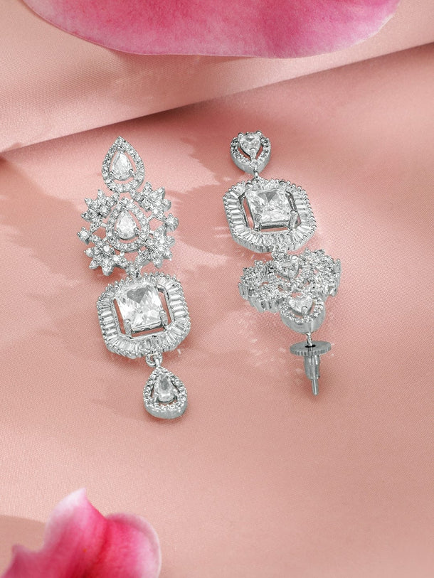 Rubans Rhodium-Plated CZ Studded Jewellery Set Jewellery Set