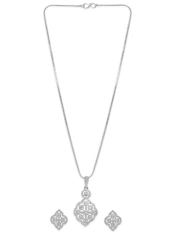 Rubans Rhodium-Plated CZ -Studded Jewellery Set Jewellery Set