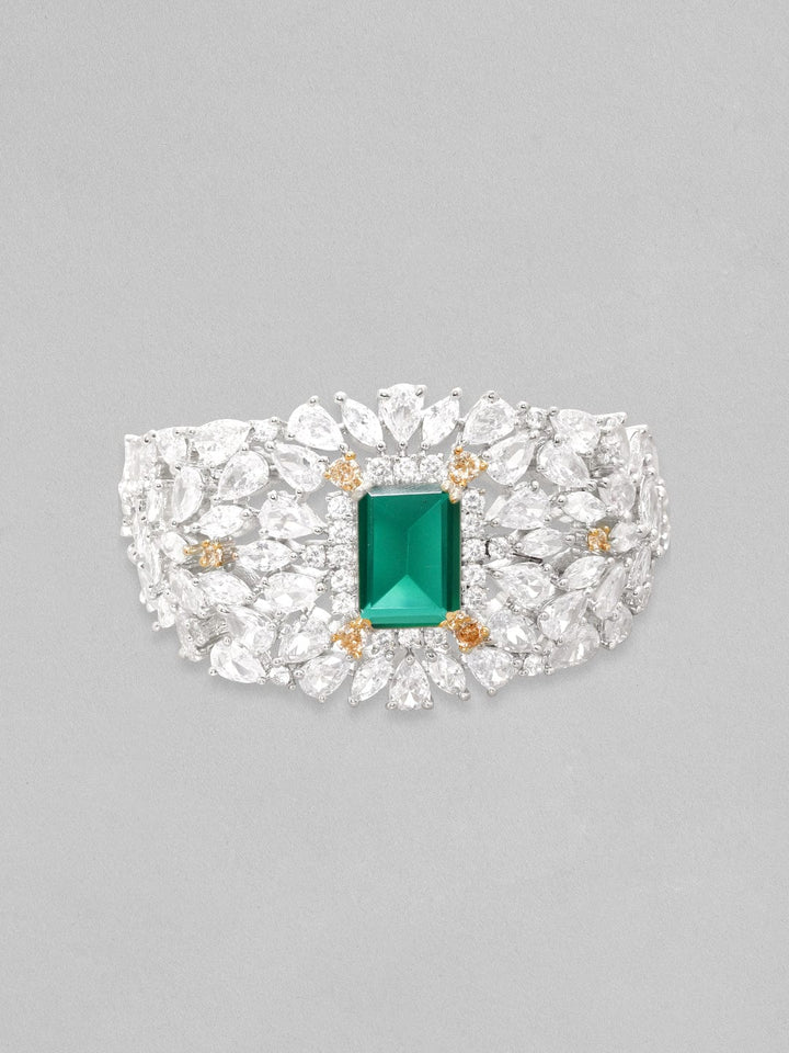Rubans Rhodium plated Emerald Green Doublet Partywear Bracelet Bracelets