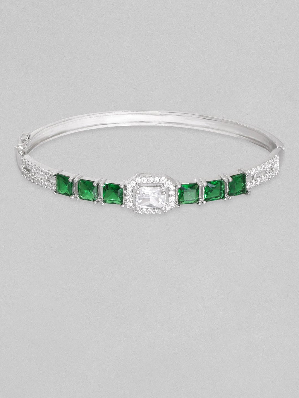Rubans Rhodium Plated Emerald Green Zirconia Bracelet Bracelets