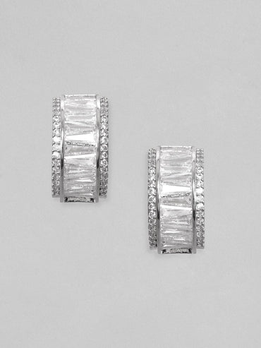 Rubans Rhodium-Plated Half Hoop Earrings Earrings