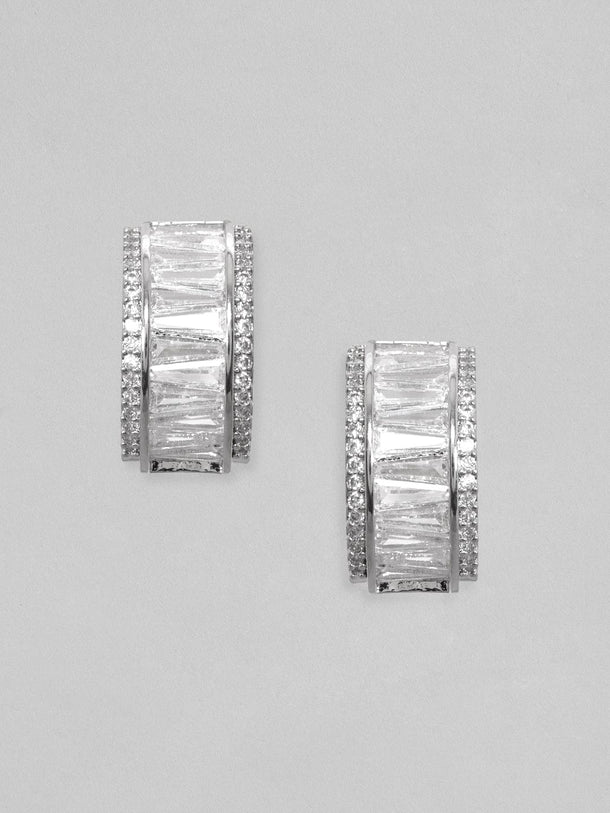 Rubans Rhodium-Plated Half Hoop Earrings Earrings