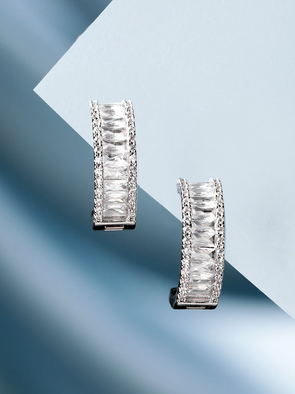 Rubans Rhodium-Plated Half Hoop Earrings Earrings