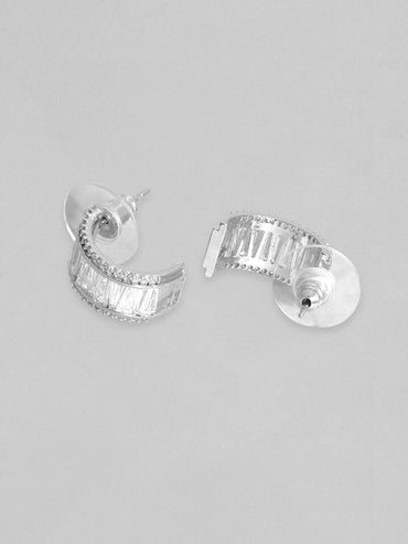 Rubans Rhodium-Plated Half Hoop Earrings Earrings