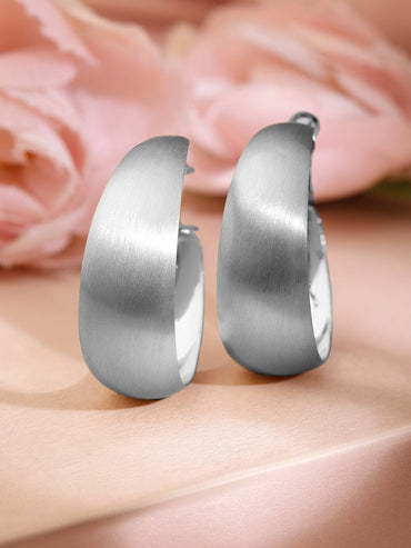Rubans Rhodium-Plated Matte Finish Bold Hoop Earrings Earrings