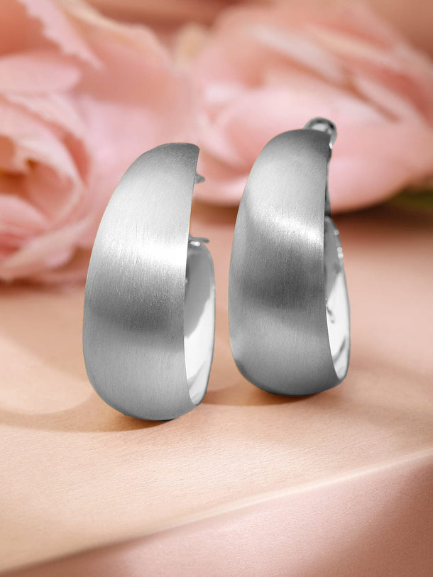 Rubans Rhodium-Plated Matte Finish Bold Hoop Earrings Earrings