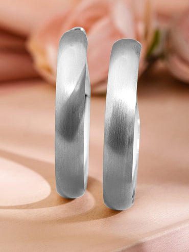 Rubans Rhodium-Plated Matte Finish Bold Hoop Earrings Earrings