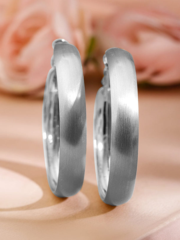 Rubans Rhodium-Plated Matte Finish Bold Hoop Earrings Earrings