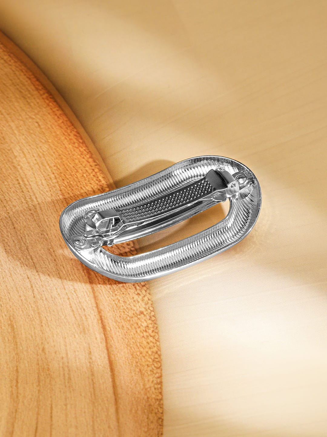 Rubans Rhodium-Plated Oval Design Hair Clip â€“ Luxe Statement Hair Accessory for Women Hair Accessory