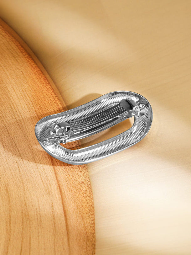 Rubans Rhodium-Plated Oval Design Hair Clip â€“ Luxe Statement Hair Accessory for Women Hair Accessory