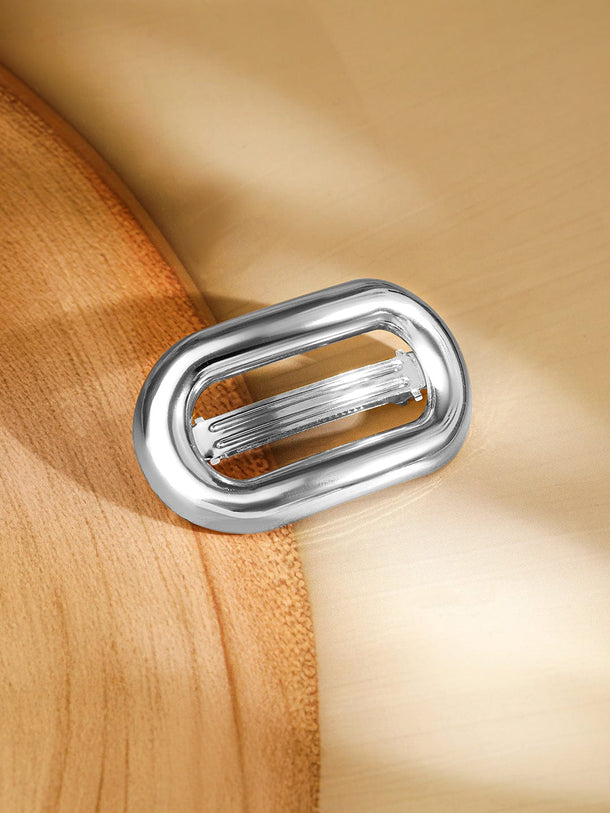 Rubans Rhodium-Plated Oval Design Hair Clip â€“ Luxe Statement Hair Accessory for Women Hair Accessory