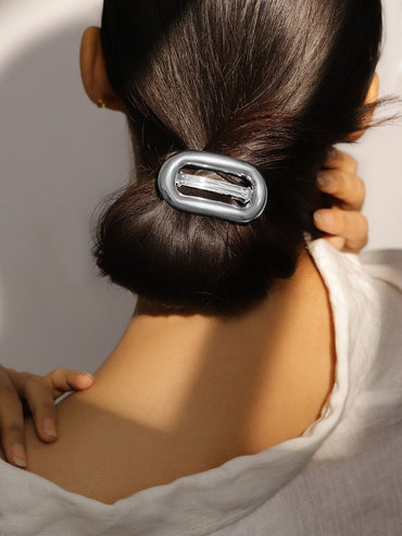 Rubans Rhodium-Plated Oval Design Hair Clip â€“ Luxe Statement Hair Accessory for Women Hair Accessories