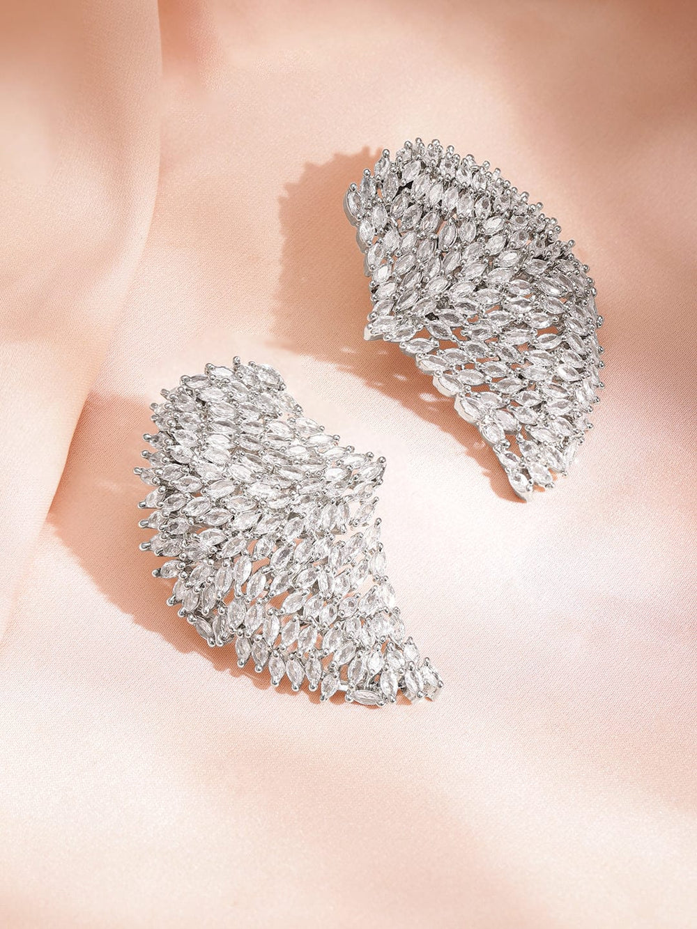 Rubans Rhodium Plated Pave American Diamond Studded Twilight Sparklers Earrings Studs