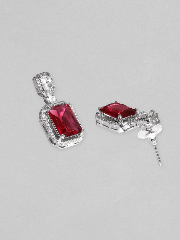 Rubans Rhodium Plated Premium White Rhodolite Solitaire Zircons Necklace Set Necklace Set