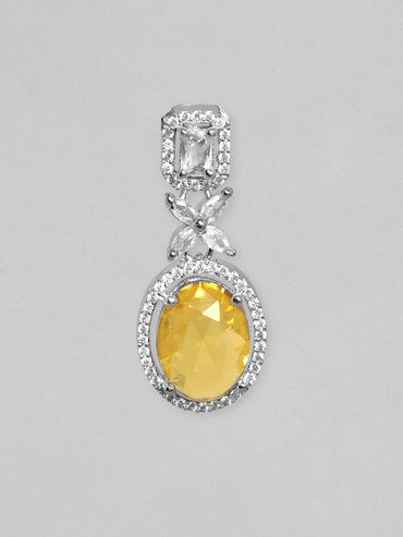 Rubans Rhodium Plated Premium White & Yellow Sapphire Zircons Dangle Earrings Earrings
