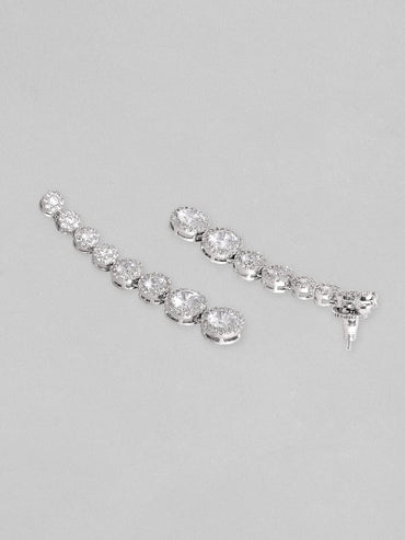 Rubans Rhodium Plated Premium White Zircons Necklace Set. Necklace Set