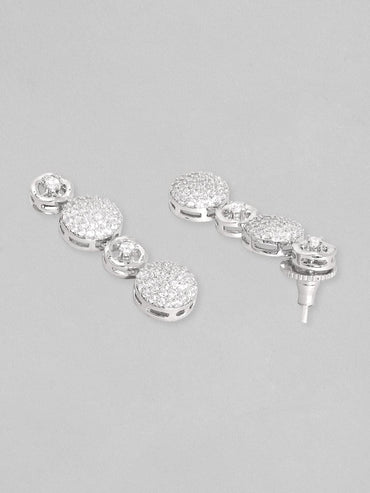 Rubans Rhodium-plated Premium white Zircons studded Pave Patterned Statement Jewellery set Necklace Set