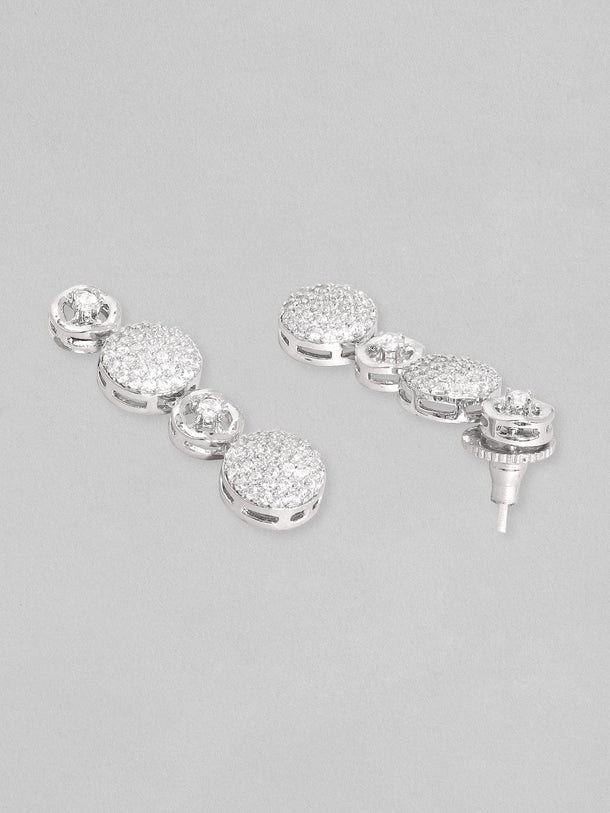 Rubans Rhodium-plated Premium white Zircons studded Pave Patterned Statement Jewellery set Necklace Set