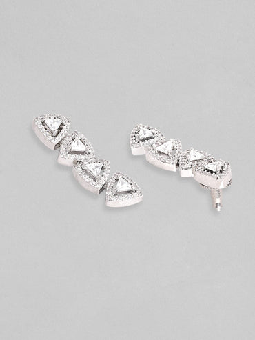 Rubans Rhodium-Plated Premium Zircons Studded Patterned Party Wear Jewellery Set Necklace Set