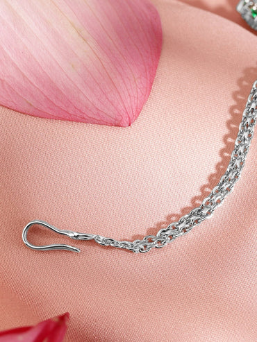 Rubans Rhodium-Plated Red and White Cubic Zirconia Maang Tikka Head Jewellery