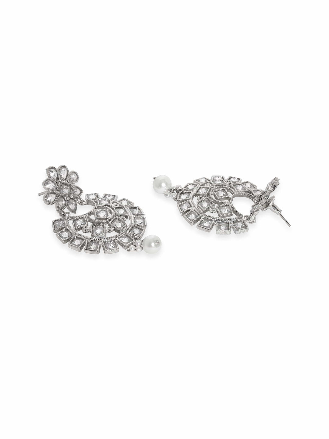 Rubans Rhodium Plated Reverse AD & Pearl beaded Choker Set Jewellery Sets