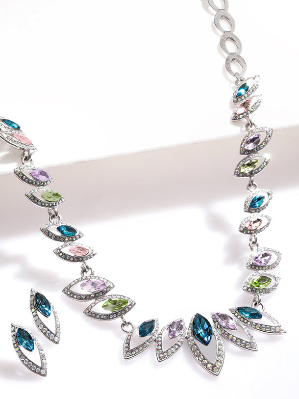 Rubans Rhodium-Plated Royal Multihued Rhinestone Embellished Queen&