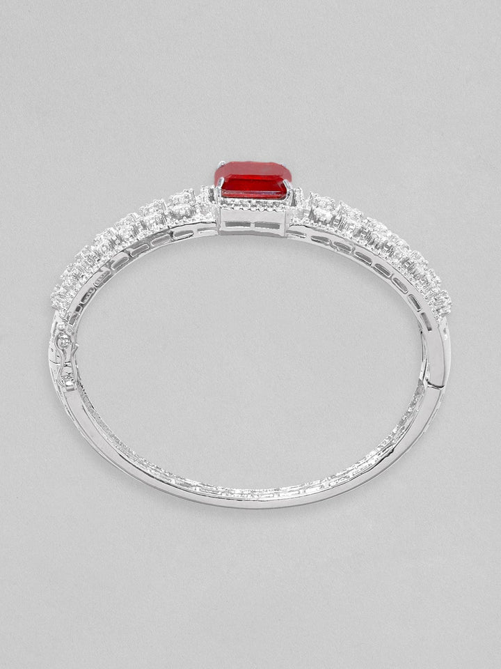 Rubans Rhodium Plated Ruby Red Doublet & Zirconia Statement Bracelet Bracelets