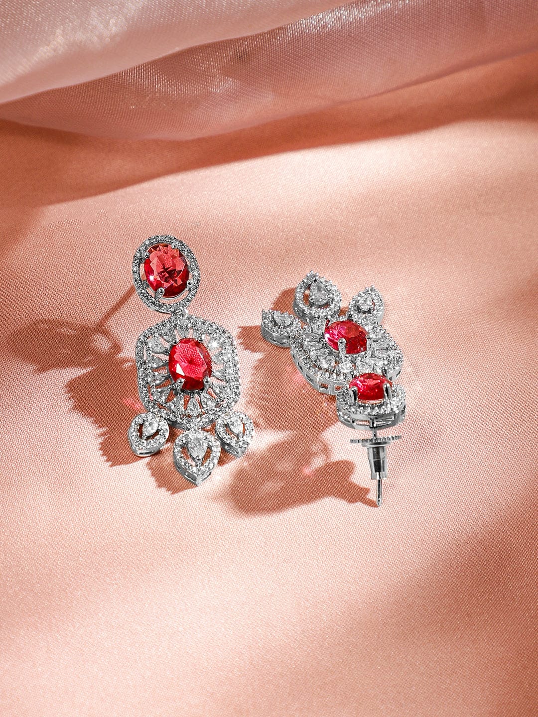 Rubans Rhodium-Plated Ruby & White Cubic Zirconia Studded Luxe Choker Jewelry Set Jewellery Set