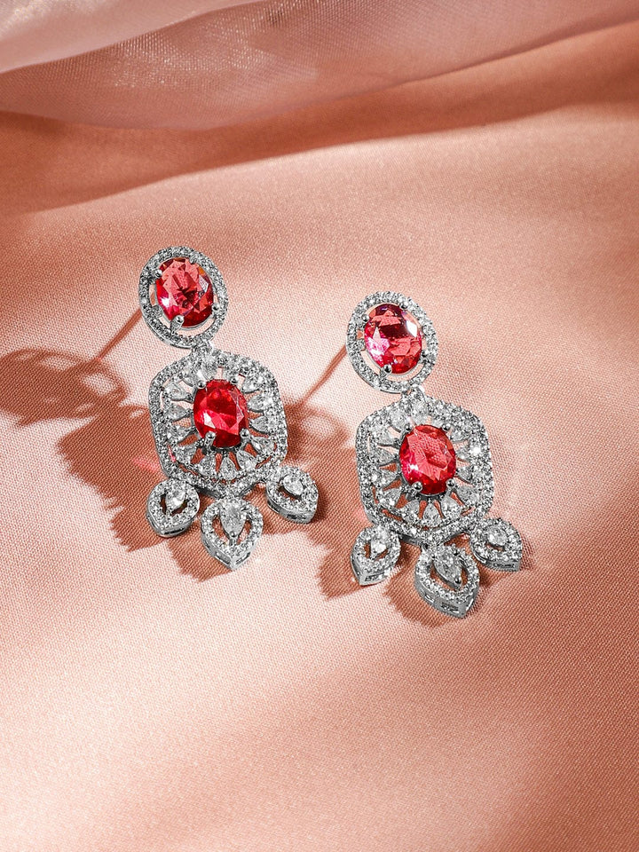 Rubans Rhodium-Plated Ruby & White Cubic Zirconia Studded Luxe Choker Jewelry Set Jewellery Set