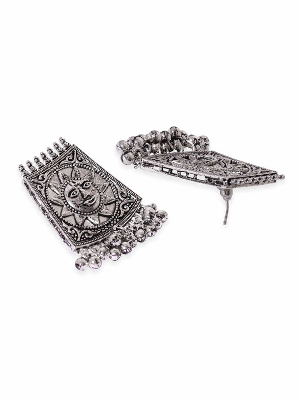 Rubans Rhodium plated Ruby Zirconia Studded Pendant Statement Luxury Necklace Set Jewellery Sets